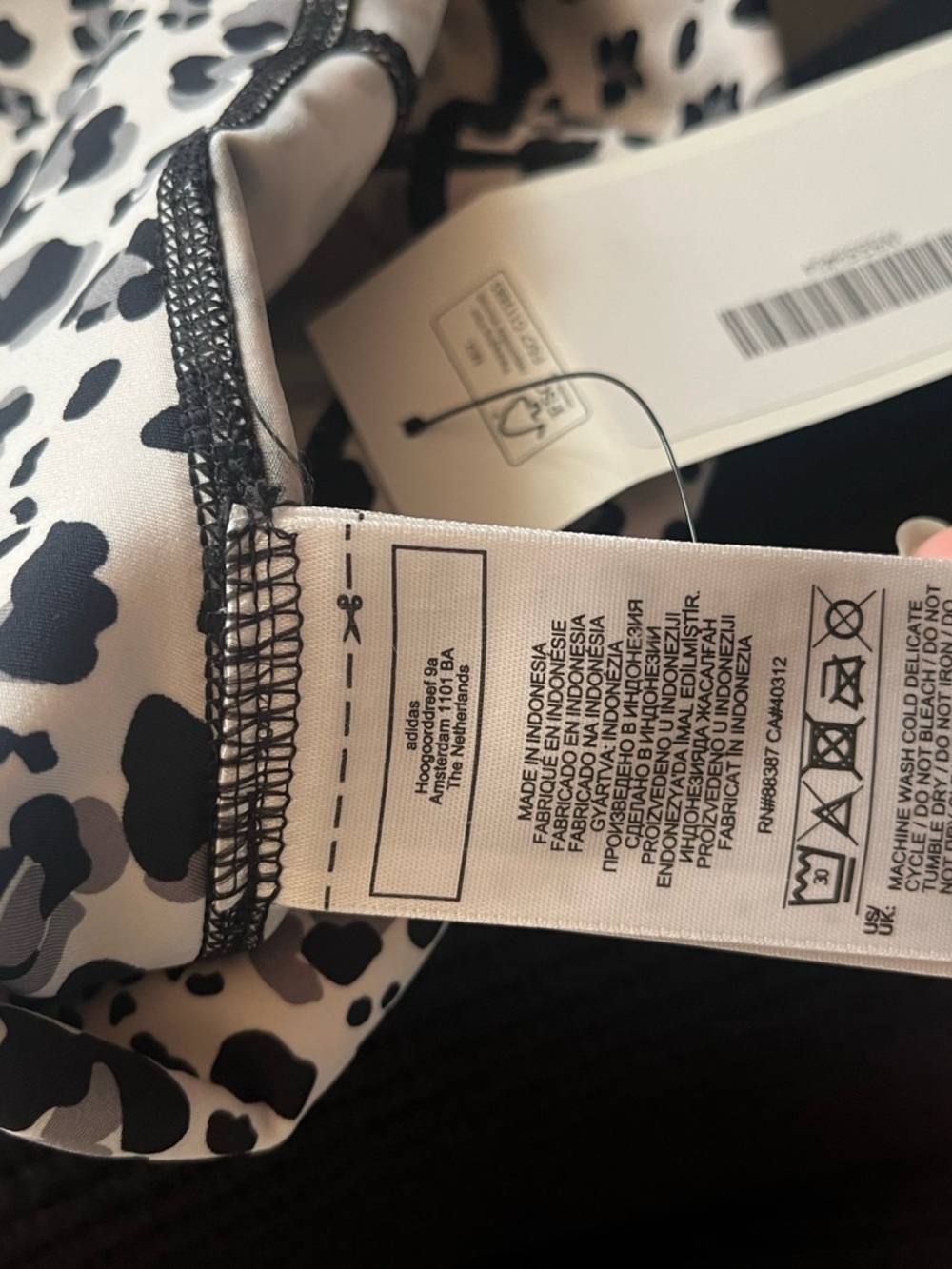 Adidas by Stella McCartney White and Black Leopard Print Leggings - Picture 8 of 8
